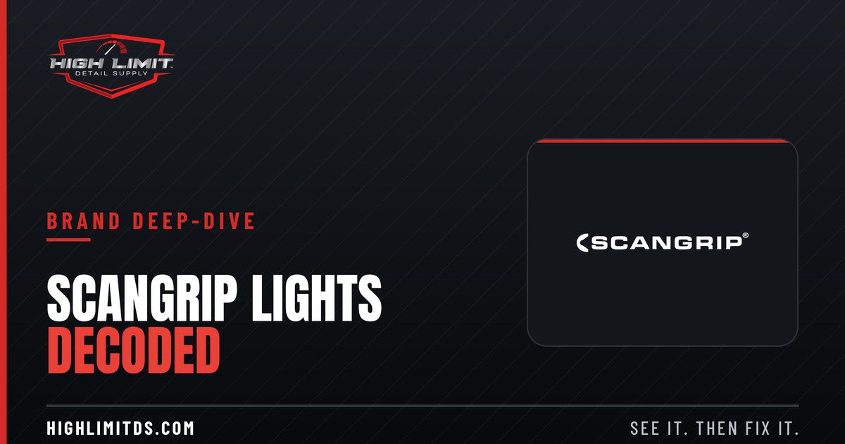 SCANGRIP detailing lights decoded - brand deep-dive banner from High Limit Detail Supply