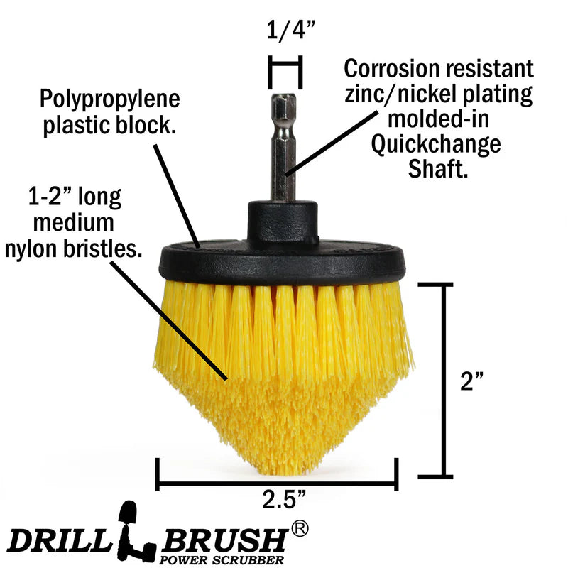 Yellow Corner Brush - Medium Bristles - Cone Shaped