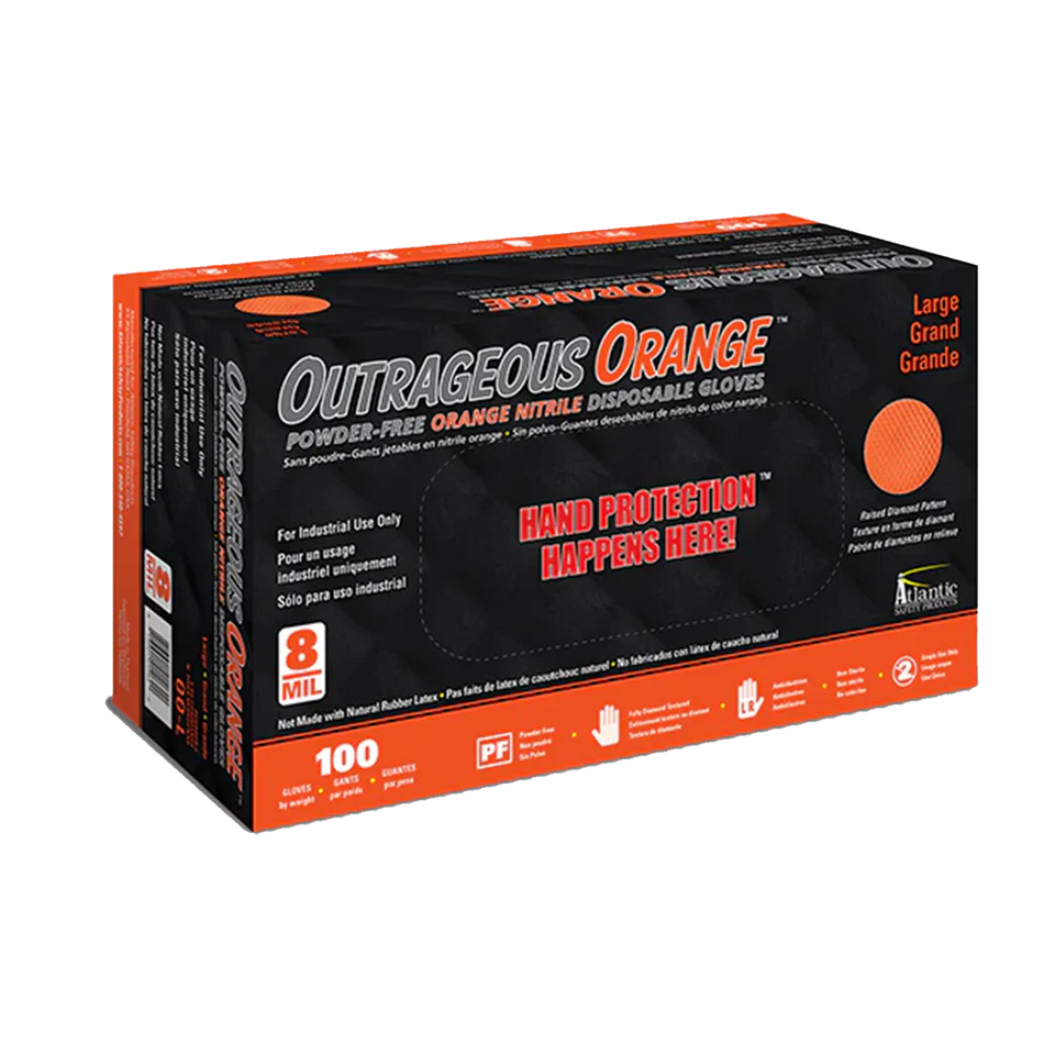 Outrageous Orange - 8 Mil Nitrile Gloves