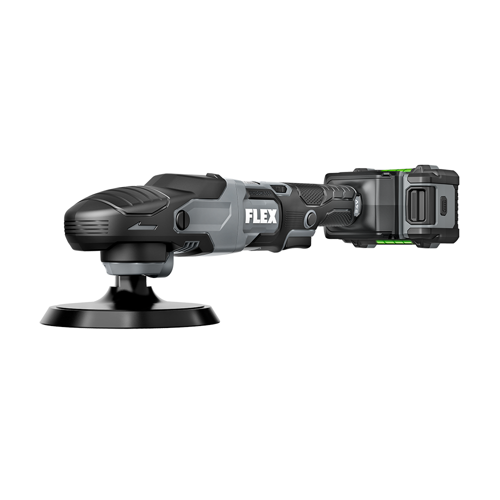 FLEX 24V Rotary Polisher FX3311, front three-quarter view