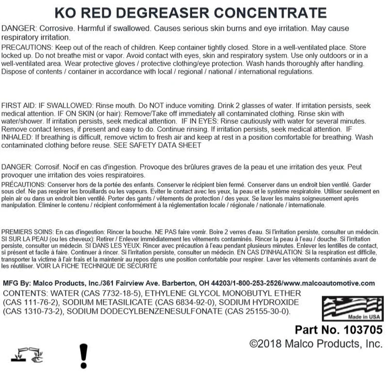 Ko Red Degreaser Concentrate (Dealer) — Detail View by Malco